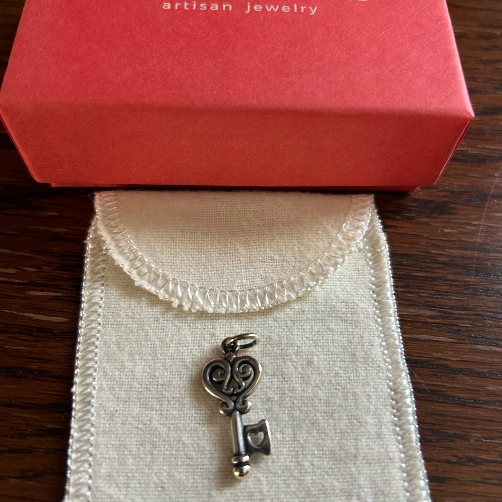 James Avery Silver Heart Key Pendant